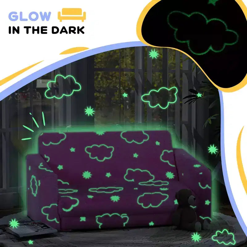 Canapé avec motif nuage phosphorescent, housse lavable