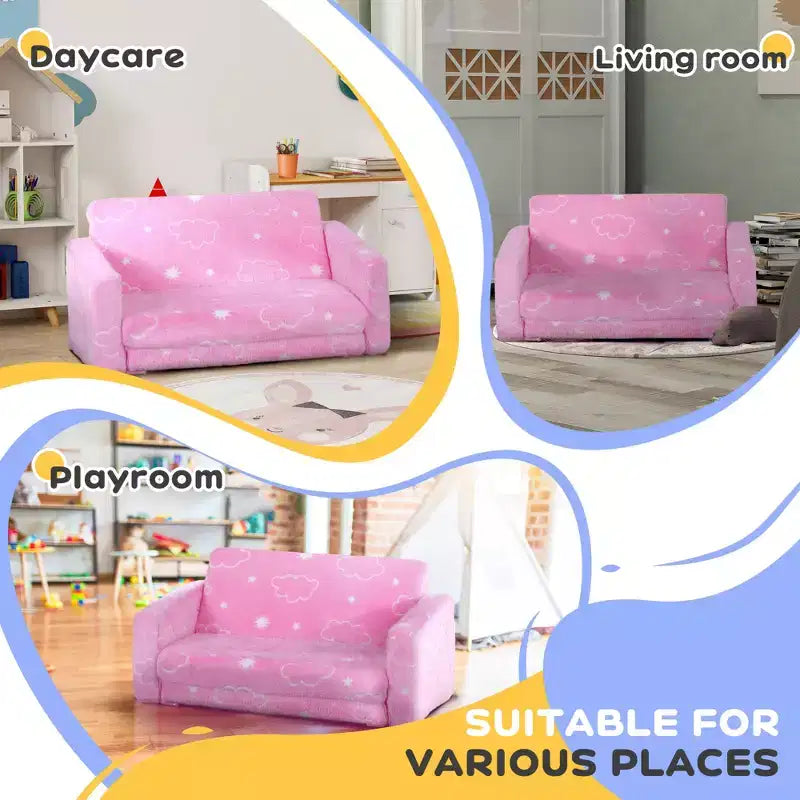 Canapé avec motif nuage phosphorescent, housse lavable