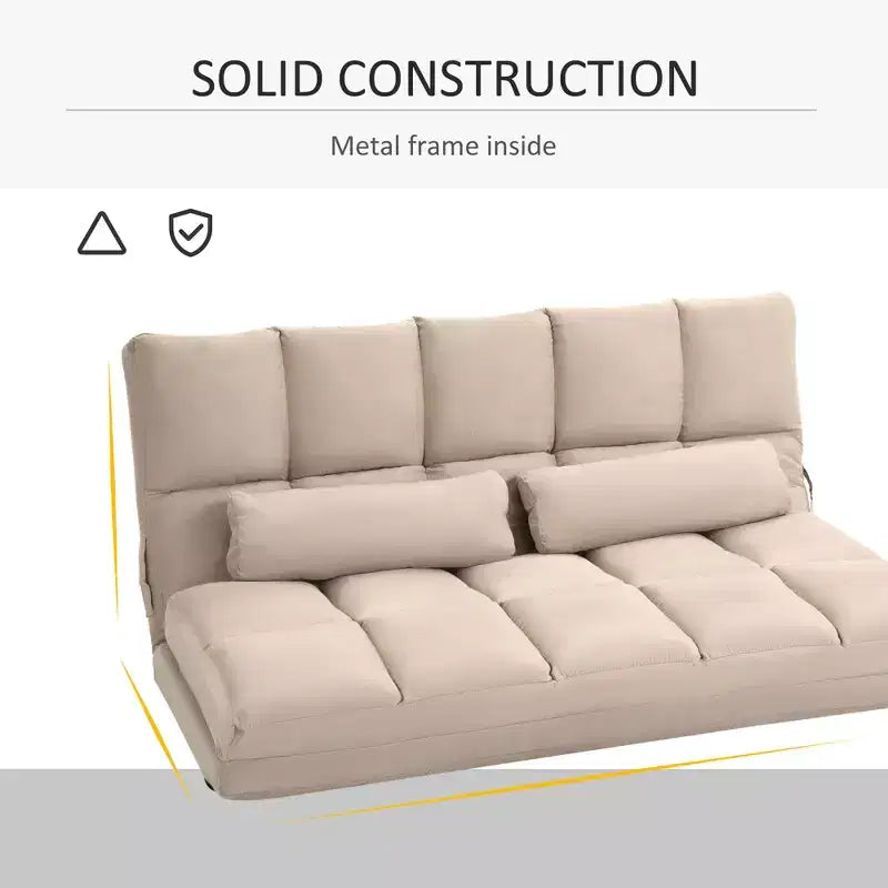 Canapé-lit convertible au sol, lit pliant, chaise longue d'appoint avec 2 oreillers, dossier et appuie-tête réglables, 130 cm de long