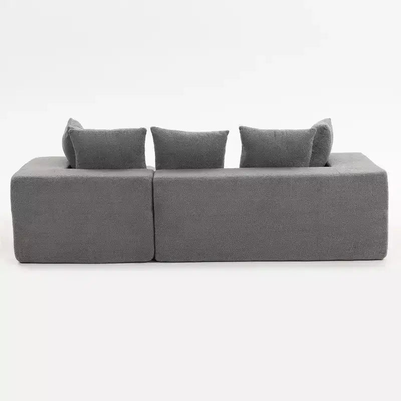 Canapé modulaire Whisen moderne en L, canapé-lit entièrement en mousse compressée avec coussins moelleux, 5 oreillers
