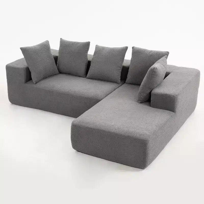 Canapé modulaire Whisen moderne en L, canapé-lit entièrement en mousse compressée avec coussins moelleux, 5 oreillers