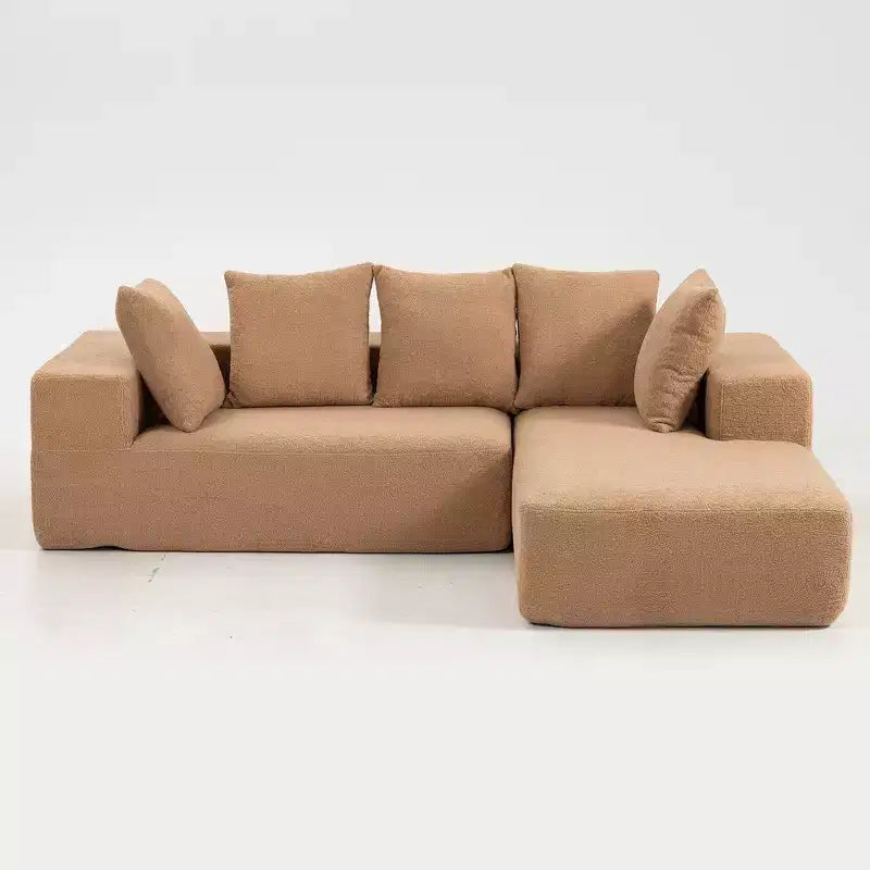 Canapé modulaire Whisen moderne en L, canapé-lit entièrement en mousse compressée avec coussins moelleux, 5 oreillers