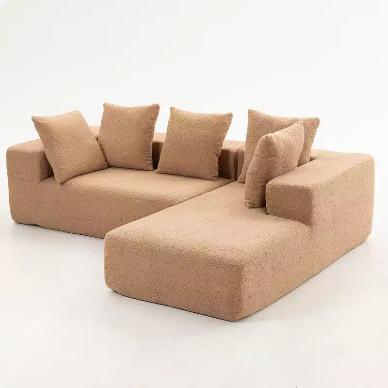 Canapé modulaire Whisen moderne en L, canapé-lit entièrement en mousse compressée avec coussins moelleux, 5 oreillers