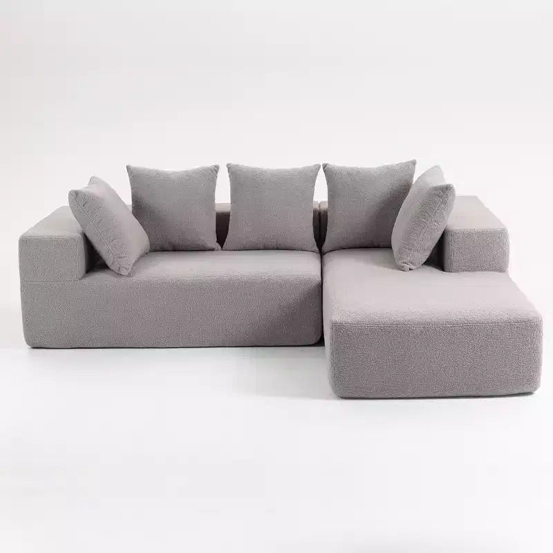 Canapé modulaire Whisen moderne en L, canapé-lit entièrement en mousse compressée avec coussins moelleux, 5 oreillers