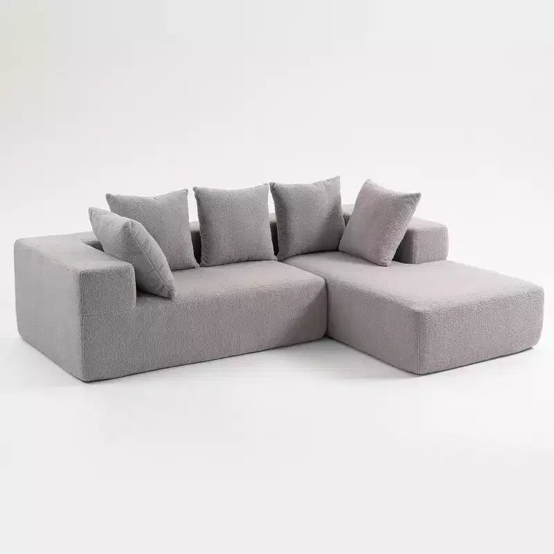 Canapé modulaire Whisen moderne en L, canapé-lit entièrement en mousse compressée avec coussins moelleux, 5 oreillers