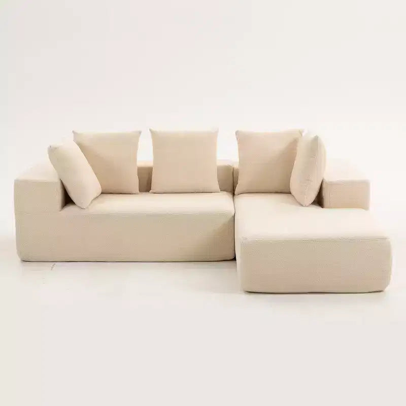 Canapé modulaire Whisen moderne en L, canapé-lit entièrement en mousse compressée avec coussins moelleux, 5 oreillers