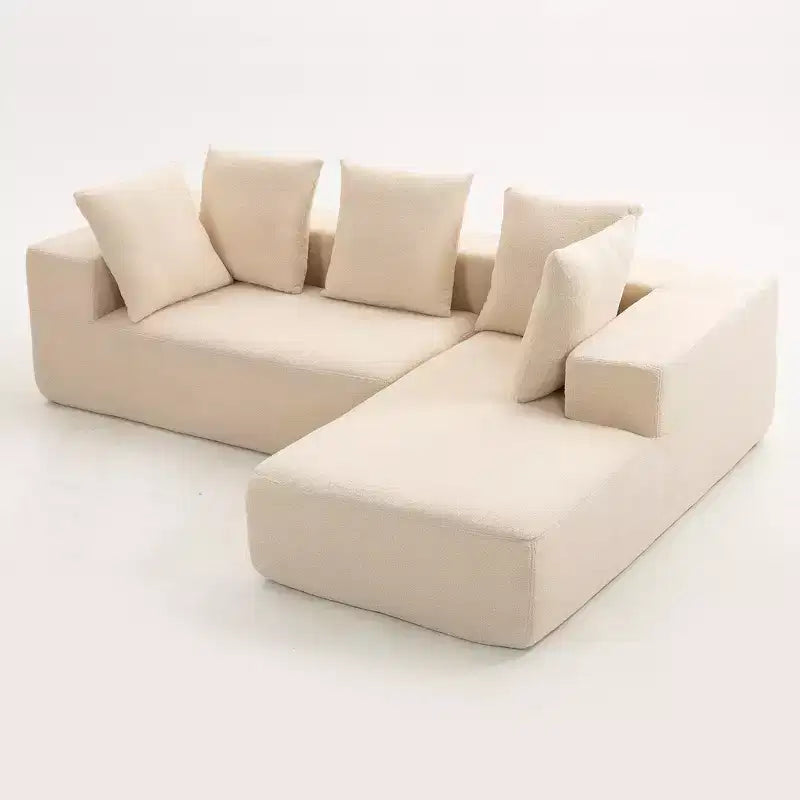 Canapé modulaire Whisen moderne en L, canapé-lit entièrement en mousse compressée avec coussins moelleux, 5 oreillers