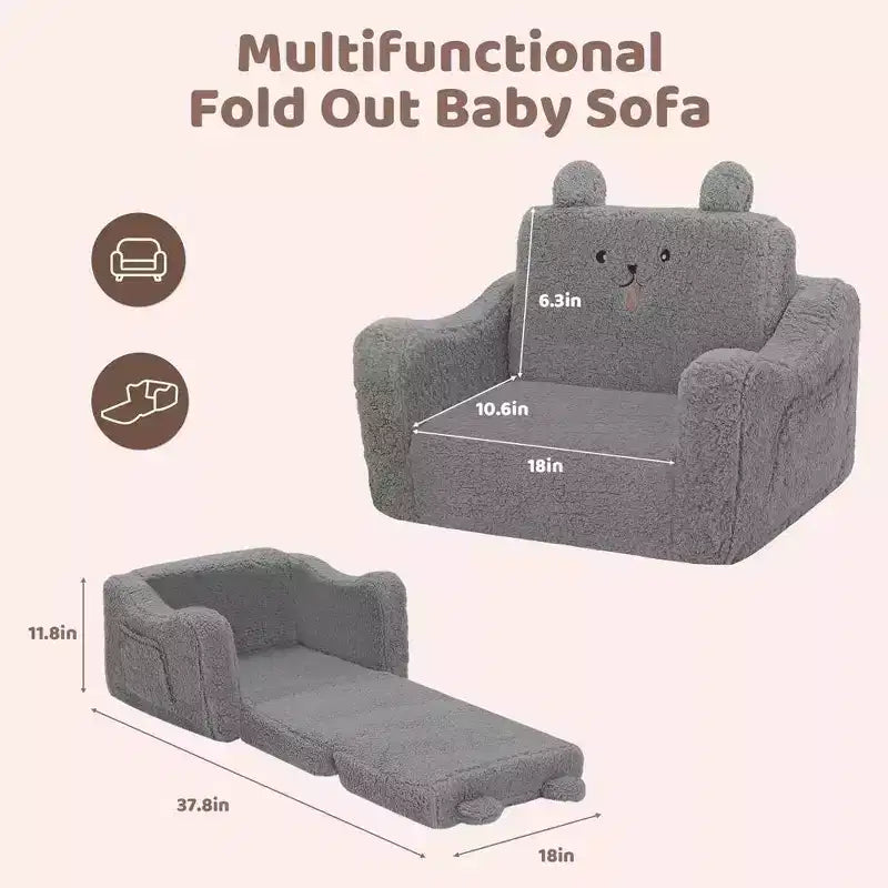Canapé pour enfant Kinder King, lit pliant 2 en 1 pour bébé, pour salle de jeux, rose