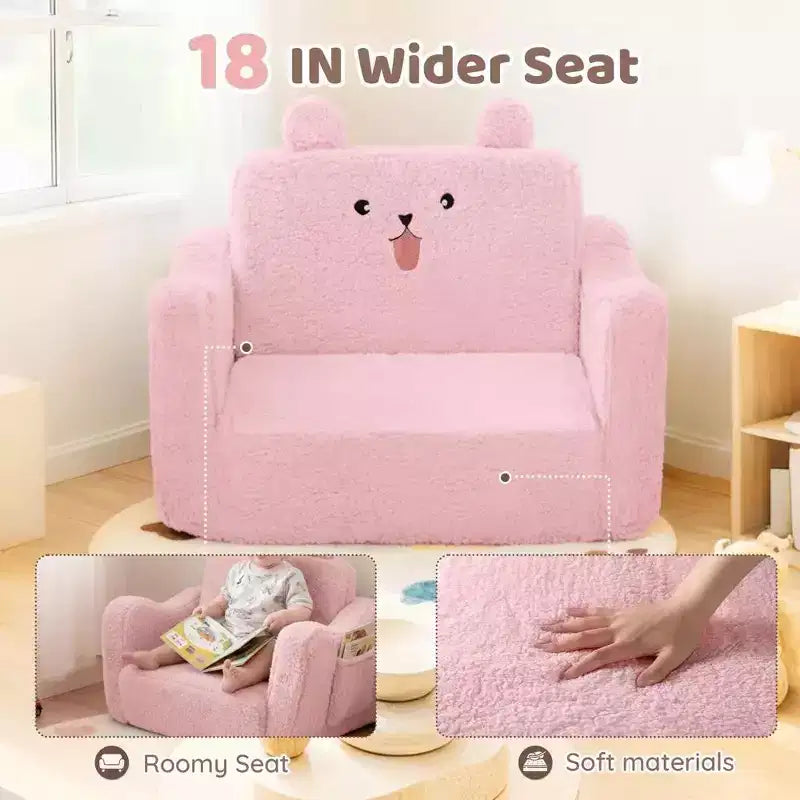 Canapé pour enfant Kinder King, lit pliant 2 en 1 pour bébé, pour salle de jeux, rose