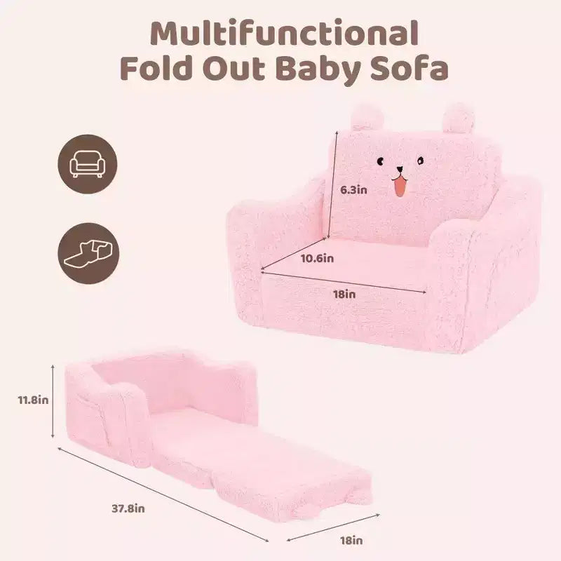 Canapé pour enfant Kinder King, lit pliant 2 en 1 pour bébé, pour salle de jeux, rose