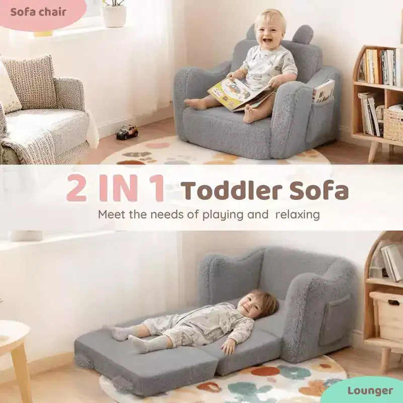 Canapé pour enfant Kinder King, lit pliant 2 en 1 pour bébé, pour salle de jeux, rose