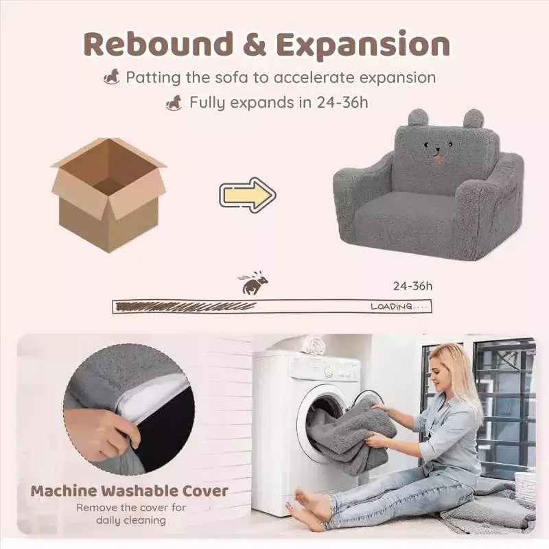 Canapé pour enfant Kinder King, lit pliant 2 en 1 pour bébé, pour salle de jeux, rose