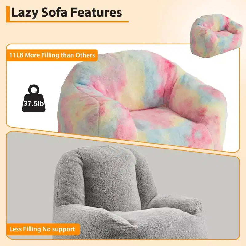 Fauteuil poire avec accoudoir et dossier, Fauteuil de salon en mousse à mémoire de forme et fausse fourrure moelleuse, Fauteuil canapé poire ergonomique pour salon, chambre, bureau Rose