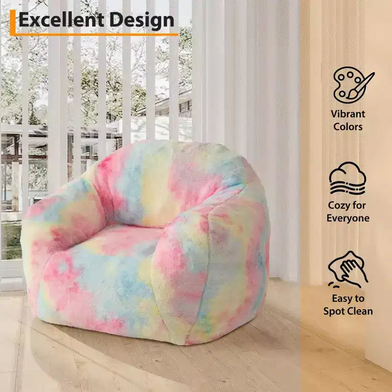 Fauteuil poire avec accoudoir et dossier, Fauteuil de salon en mousse à mémoire de forme et fausse fourrure moelleuse, Fauteuil canapé poire ergonomique pour salon, chambre, bureau Rose