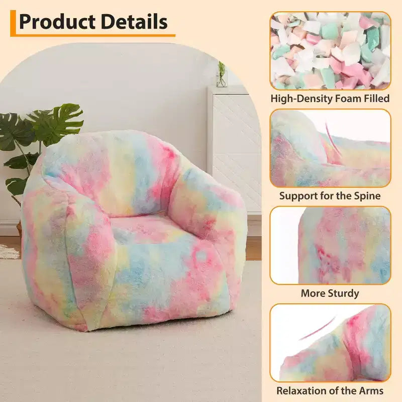 Fauteuil poire avec accoudoir et dossier, Fauteuil de salon en mousse à mémoire de forme et fausse fourrure moelleuse, Fauteuil canapé poire ergonomique pour salon, chambre, bureau Rose