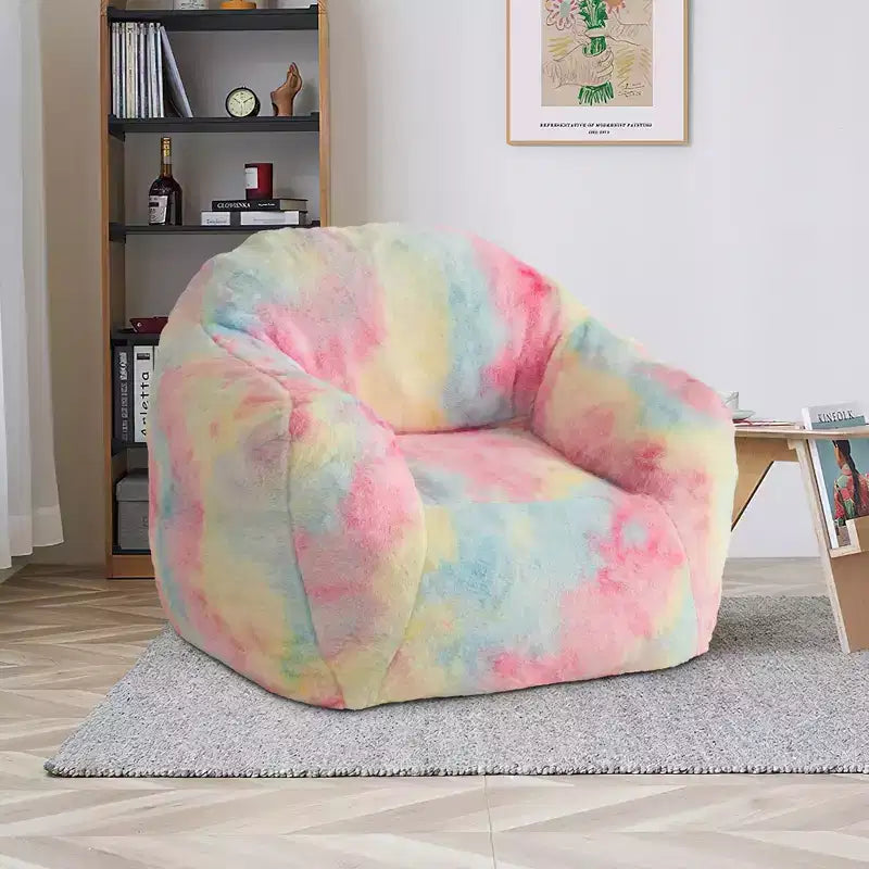 Fauteuil poire avec accoudoir et dossier, Fauteuil de salon en mousse à mémoire de forme et fausse fourrure moelleuse, Fauteuil canapé poire ergonomique pour salon, chambre, bureau Rose