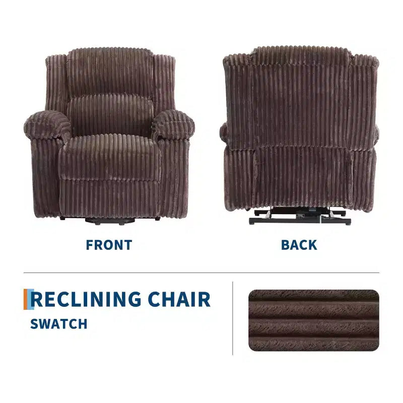 Fauteuil inclinable en velours côtelé, canapé inclinable manuel avec poignée, accoudoirs rembourrés, rembourrage épais, poche latérale, salon, chambre, salle de cinéma maison, gris foncé