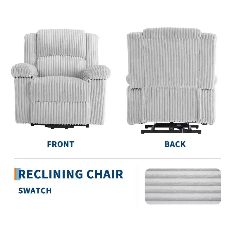 Fauteuil inclinable en velours côtelé, canapé inclinable manuel avec poignée, accoudoirs rembourrés, rembourrage épais, poche latérale, salon, chambre, salle de cinéma maison, gris foncé