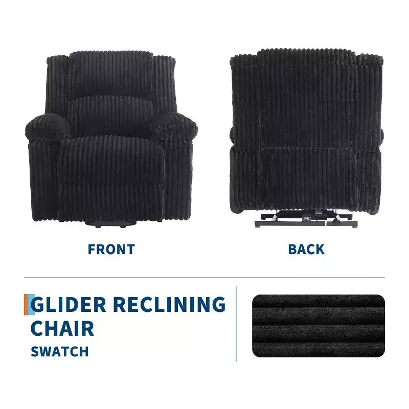 Fauteuil inclinable en velours côtelé, canapé inclinable manuel avec poignée, accoudoirs rembourrés, rembourrage épais, poche latérale, salon, chambre, salle de cinéma maison, gris foncé