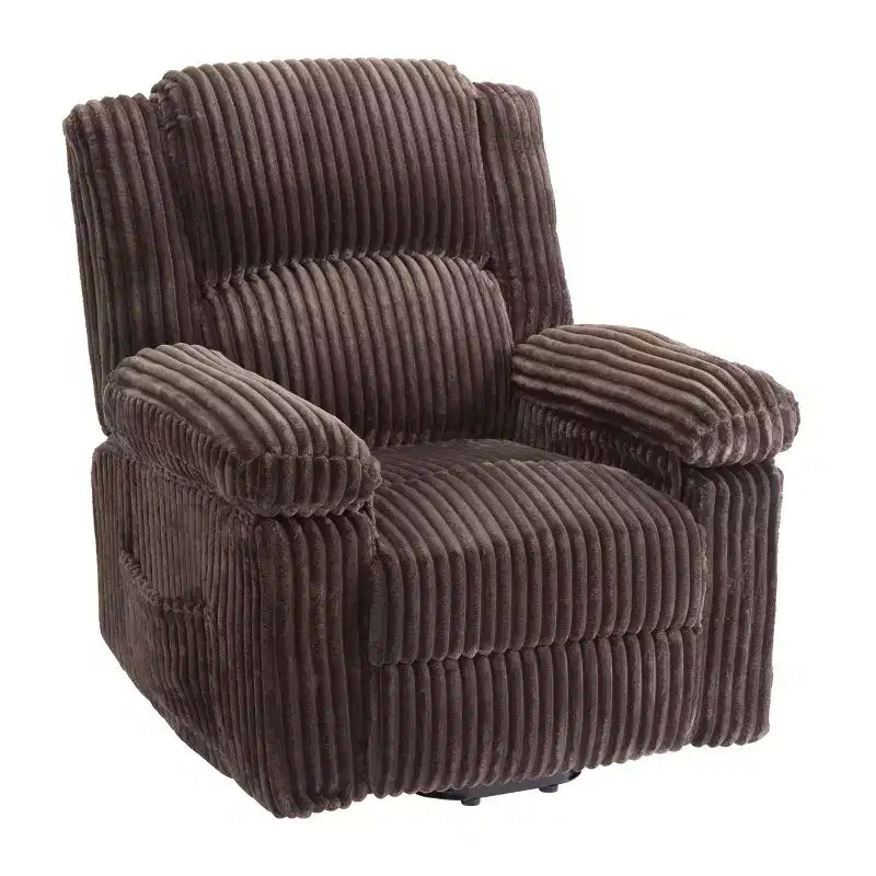 Fauteuil inclinable en velours côtelé, canapé inclinable manuel avec poignée, accoudoirs rembourrés, rembourrage épais, poche latérale, salon, chambre, salle de cinéma maison, gris foncé