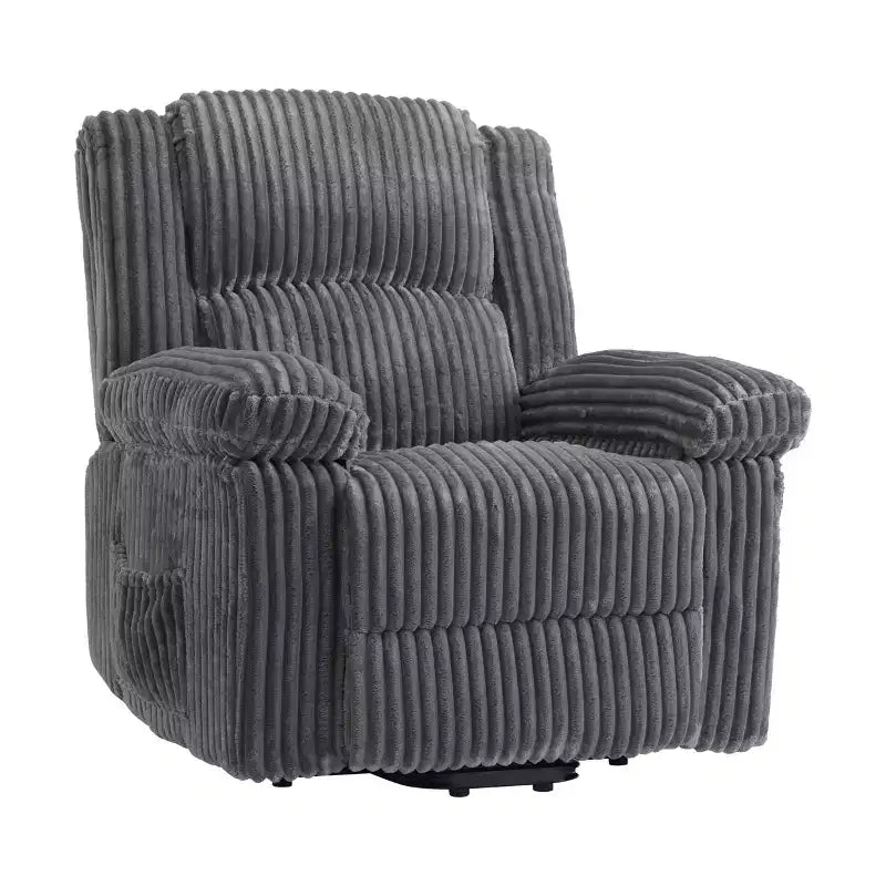 Fauteuil inclinable en velours côtelé, canapé inclinable manuel avec poignée, accoudoirs rembourrés, rembourrage épais, poche latérale, salon, chambre, salle de cinéma maison, gris foncé