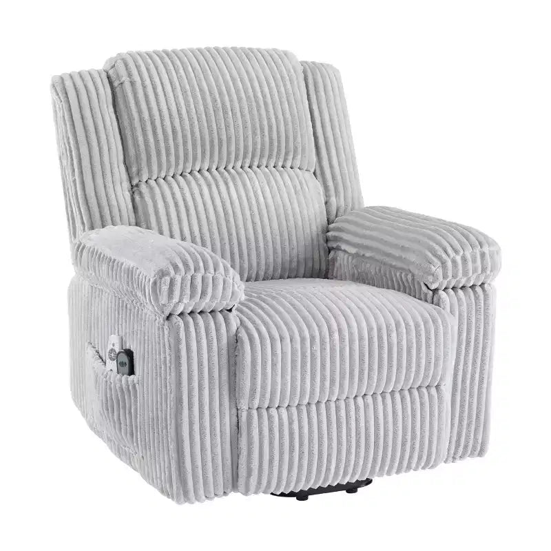 Fauteuil inclinable en velours côtelé, canapé inclinable manuel avec poignée, accoudoirs rembourrés, rembourrage épais, poche latérale, salon, chambre, salle de cinéma maison, gris foncé