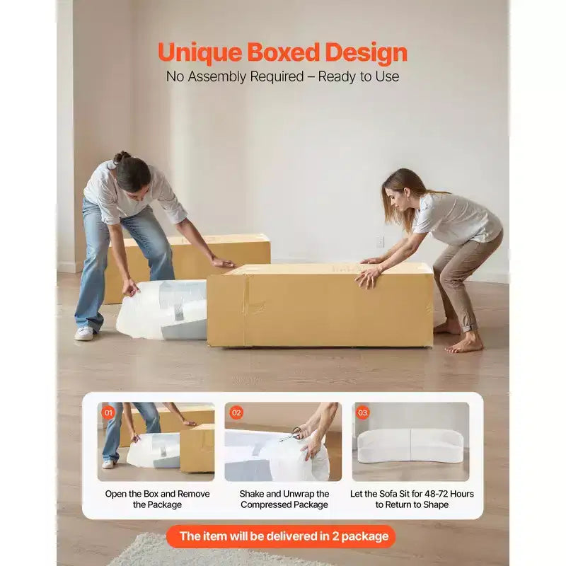VEVOR Canapé sectionnel incurvé moderne de luxe Cloud en peluche, 112 cm, modulaire avec 4 oreillers – Tissu côtelé à assise profonde surdimensionnée, Blanc