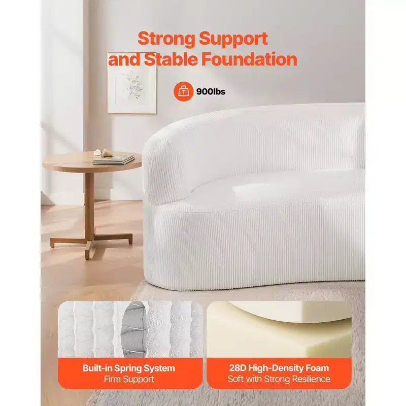 VEVOR Canapé sectionnel incurvé moderne de luxe Cloud en peluche, 112 cm, modulaire avec 4 oreillers – Tissu côtelé à assise profonde surdimensionnée, Blanc