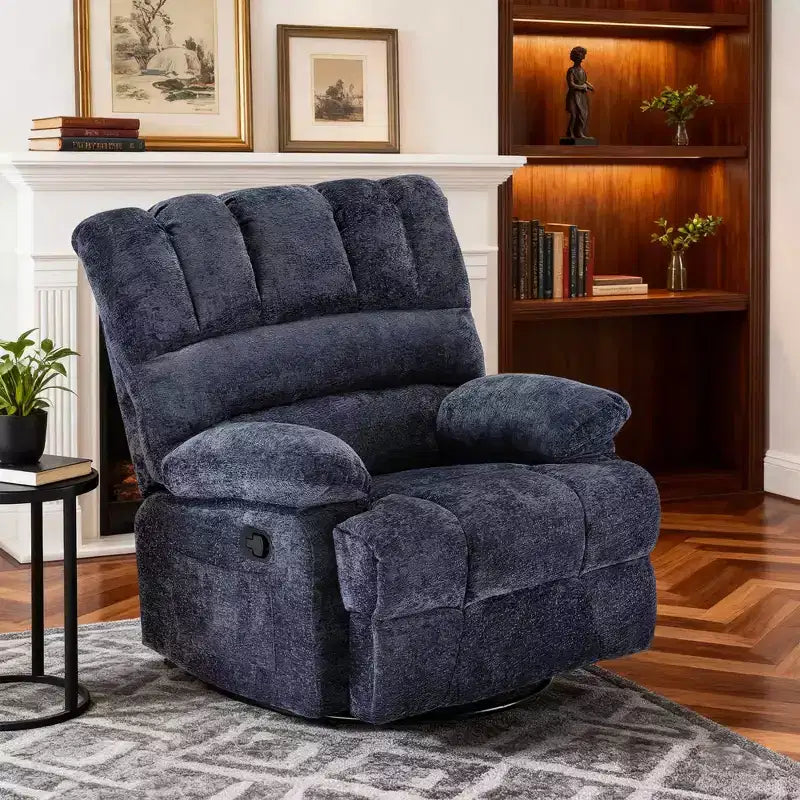 MAYEERTY Fauteuil inclinable et pivotant surdimensionné pour adultes, en chenille, idéal pour le salon