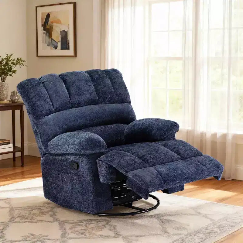 MAYEERTY Fauteuil inclinable et pivotant surdimensionné pour adultes, en chenille, idéal pour le salon