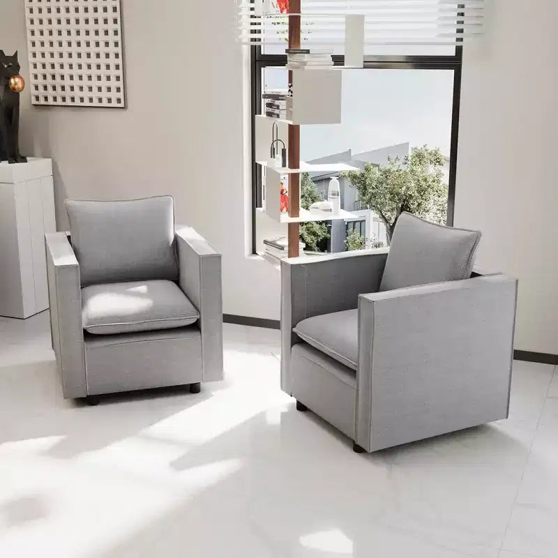 MAYEERTY Lot de 2 fauteuils individuels gris, coussin d'assise doux et respirant, fauteuil moelleux pour chambre à coucher ou salle de lecture
