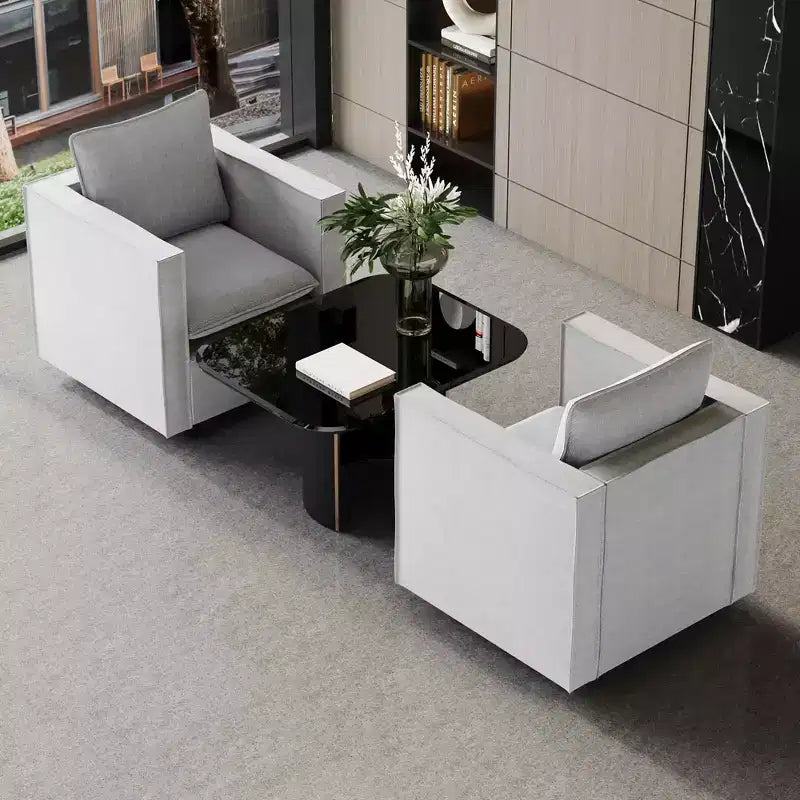 MAYEERTY Lot de 2 fauteuils individuels gris, coussin d'assise doux et respirant, fauteuil moelleux pour chambre à coucher ou salle de lecture