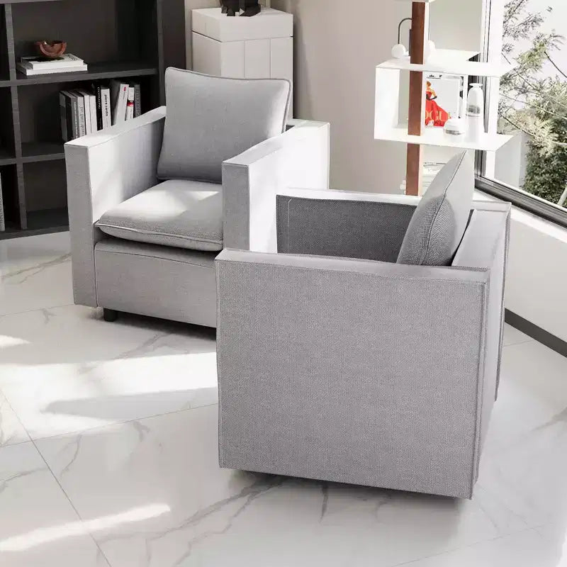 MAYEERTY Lot de 2 fauteuils individuels gris, coussin d'assise doux et respirant, fauteuil moelleux pour chambre à coucher ou salle de lecture