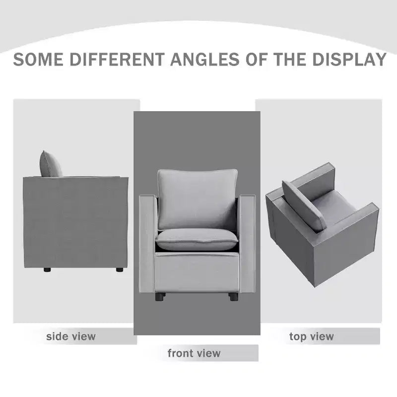 MAYEERTY Lot de 2 fauteuils individuels gris, coussin d'assise doux et respirant, fauteuil moelleux pour chambre à coucher ou salle de lecture