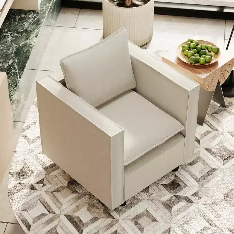 MAYEERTY Fauteuil simple beige, Chaises décoratives avec coussin d'assise moelleux Fauteuils pour salle de lecture salon