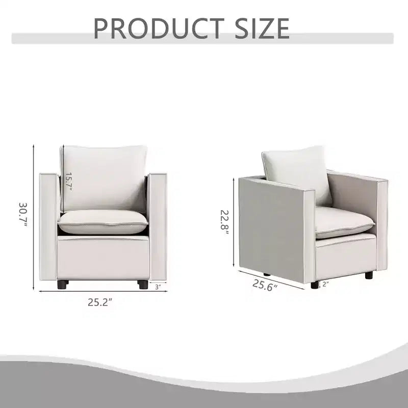 MAYEERTY Fauteuil simple beige, Chaises décoratives avec coussin d'assise moelleux Fauteuils pour salle de lecture salon