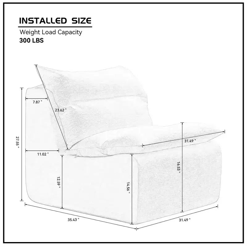 Fauteuil de salon modulable avec éponge entièrement compressible, canapé paresseux pour appartement ou coin lecture