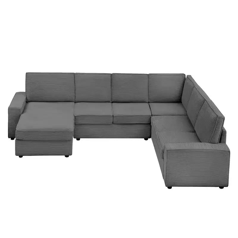 Canapé modulable 10 places convertible en U avec méridienne, accoudoirs larges, en velours côtelé, pour salon/chambre