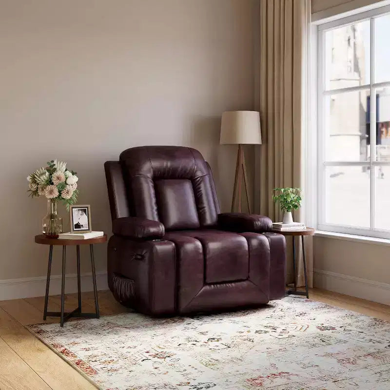 Fauteuil inclinable releveur Acekool, Chaleur et massage, Fauteuil inclinable réglable en PU pour personnes âgées, Salon