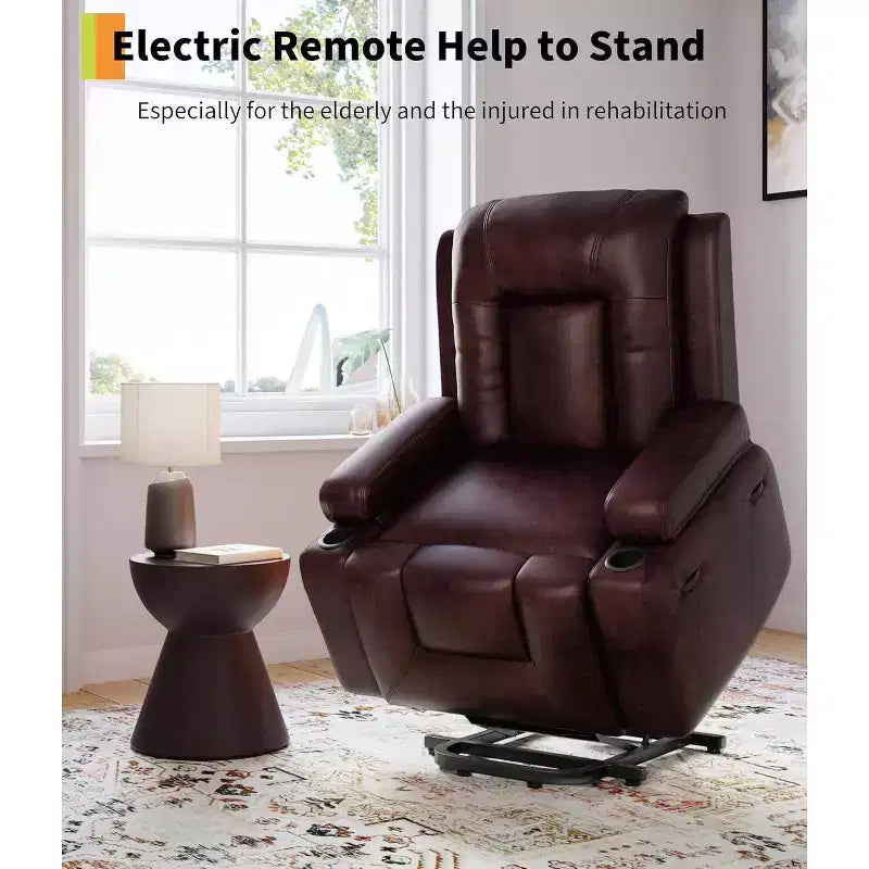 Fauteuil inclinable releveur Acekool, Chaleur et massage, Fauteuil inclinable réglable en PU pour personnes âgées, Salon
