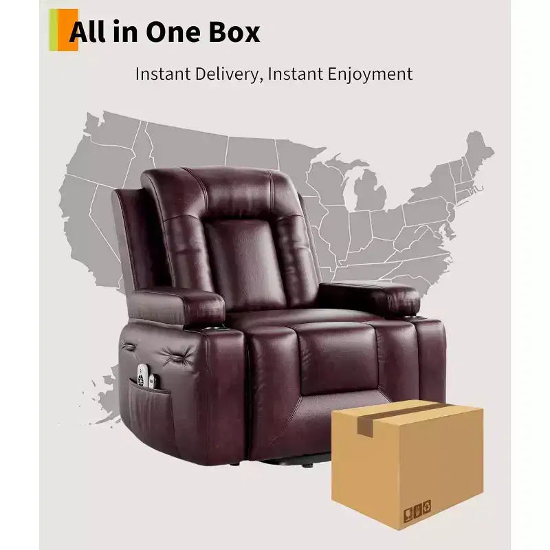 Fauteuil inclinable releveur Acekool, Chaleur et massage, Fauteuil inclinable réglable en PU pour personnes âgées, Salon
