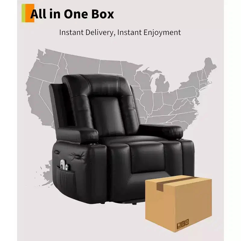 Fauteuil inclinable releveur Acekool, Chaleur et massage, Fauteuil inclinable réglable en PU pour personnes âgées, Salon