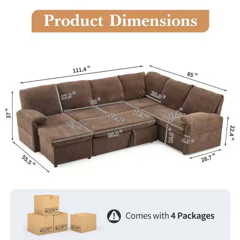 Karl Home | Canapé d'angle convertible en velours en U