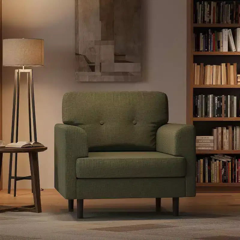 Fauteuil d'appoint large de 38 po avec accoudoirs, fauteuil de lecture et de détente en lin pour salon, chambre à coucher, bureau, coin lecture, fauteuil simple confortable