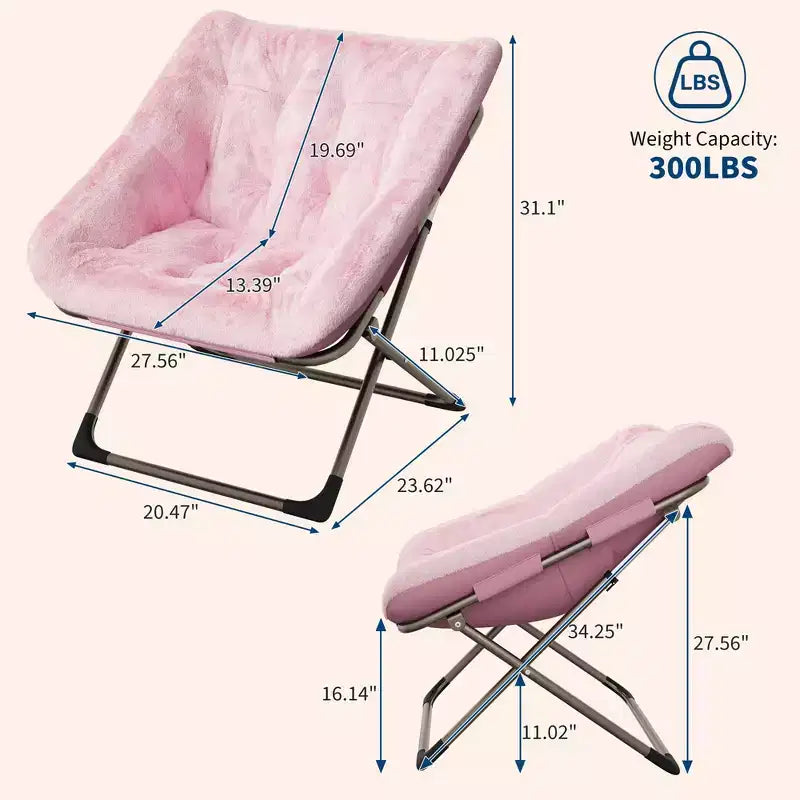 Chaise paresseuse pliante – Fauteuil soucoupe confortable avec coussin moelleux et pieds en métal, design peu encombrant pour les salons, les appartements et les dortoirs