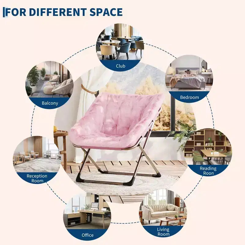 Chaise paresseuse pliante – Fauteuil soucoupe confortable avec coussin moelleux et pieds en métal, design peu encombrant pour les salons, les appartements et les dortoirs