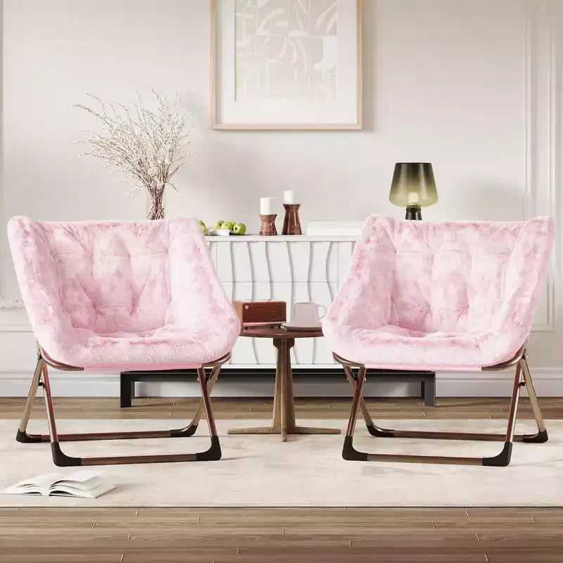 Chaise paresseuse pliante – Fauteuil soucoupe confortable avec coussin moelleux et pieds en métal, design peu encombrant pour les salons, les appartements et les dortoirs
