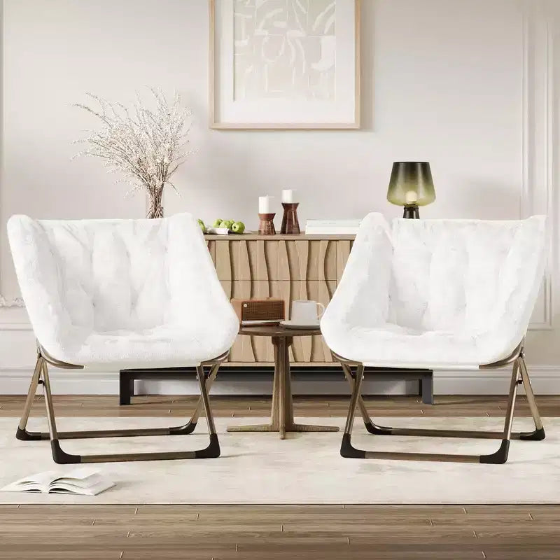 Chaise paresseuse pliante – Fauteuil soucoupe confortable avec coussin moelleux et pieds en métal, design peu encombrant pour les salons, les appartements et les dortoirs