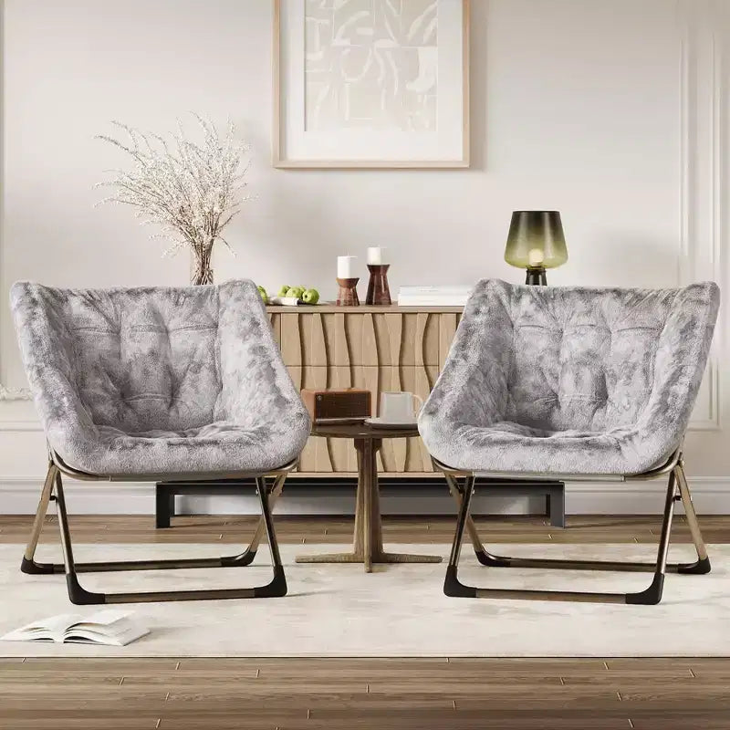 Chaise paresseuse pliante – Fauteuil soucoupe confortable avec coussin moelleux et pieds en métal, design peu encombrant pour les salons, les appartements et les dortoirs