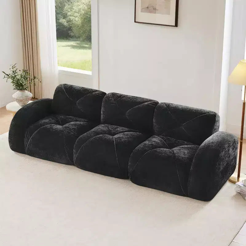 Canapé sans os Clihome 110 avec capitonnage, tissu velours doux, canapé modulaire, éponge haute densité 32D, conception antidérapante, base de conception ergonomique